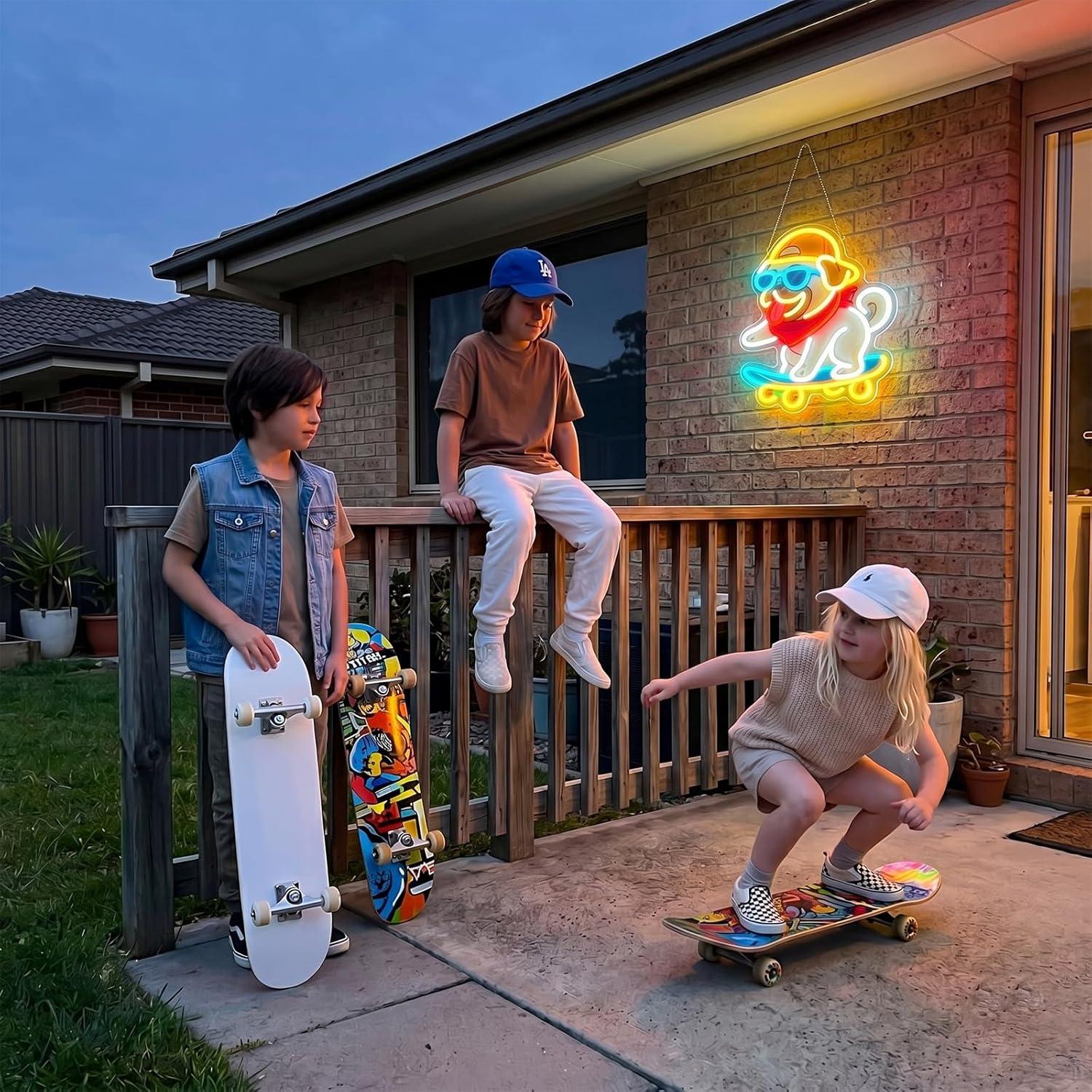 Kaykaycı Köpek Neon Tabelası,  - Skateboard incelemesi ve fiyatı